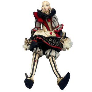 Katherine Collection Valentine Clown Doll heart black white humor bendable READ